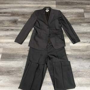 Talbots Black Wool Blend Two-Button Blazer and Straight Leg Trouser Pantsuit Set